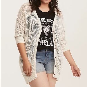 Torrid Chevron Pointelle Knit Cardigan